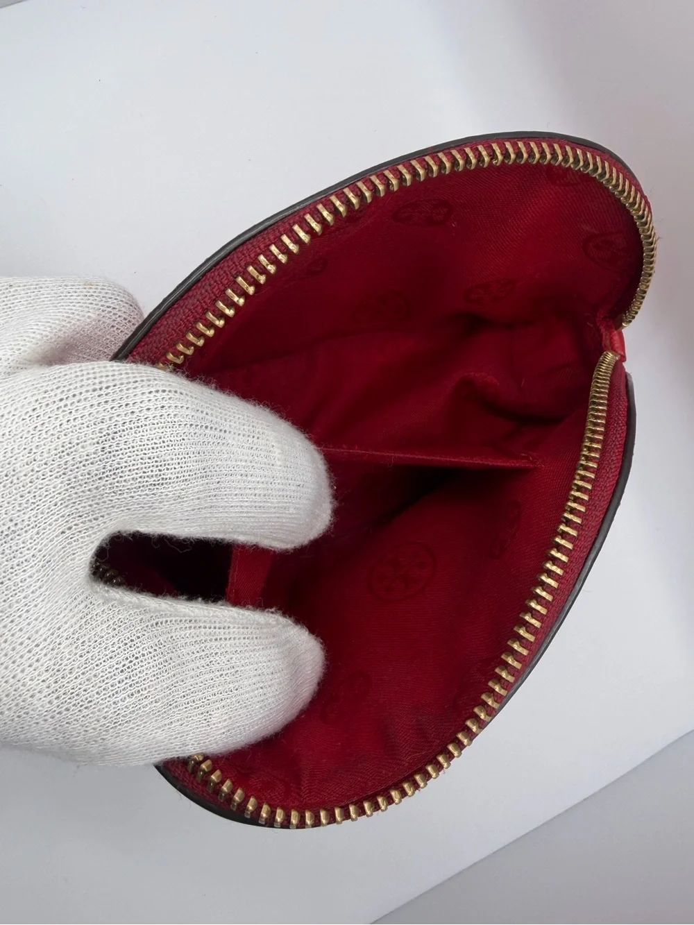 Tory Burch Robinson Small Red Saffiano Leather Makeup Bag